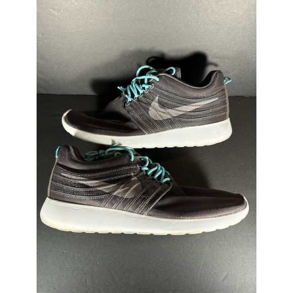 Size 9.5 - Nike ROSHERUN Sneakers Grey Turquoise Men Roshe Flywire Shoes Used - Picture 1 of 6